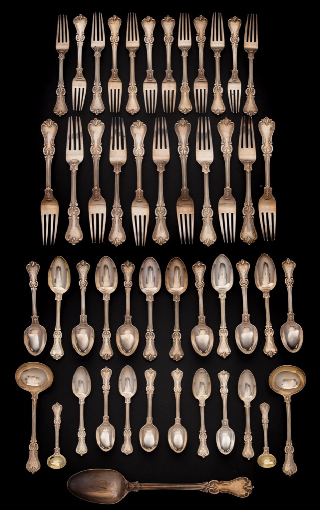 A Victorian silver Albert pattern part flatware service, maker Samuel Hayne & Dudley Carter, London,