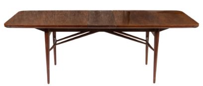 An Archie Shine rosewood rectangular extending dining table:, with leaf,