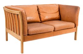 Borge Mogensen A 1970's 'Stouby' ash and beech settee:,
