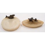 Two early 20th century cold painted bronze and alabaster ashtrays:, circa 1930s,