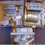 A collection of 00/H0 gauge trackside buildings: including stations, platform canopy's,