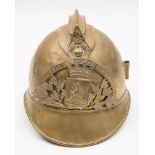 An early 20th century French fireman's brass helmet:,