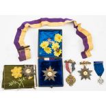 Three Primrose League Star Medals for Outstanding Contribution: together with a silk armband,