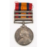 A Queen's South Africa Medal and three clasps '8668 Serjt W Lennox Highland LI':.