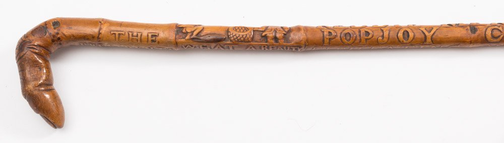 An early Victorian carved bamboo presentation walking cane for the Rajmahul Popjoy Club, India:, - Image 2 of 2