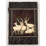 A late Victorian ivory and antler mounted card case:,