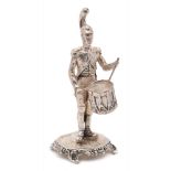 An Elizabeth II silver model of a drummer, maker SMc, London,