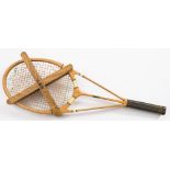 A Hazell's Green Star Streamline wooden tennis racket :, circa 1936, number 1533,