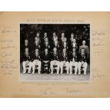 A signed mounted photograph of the MCC Tour of South Africa Team 1964/65:, including Geoff Boycott,