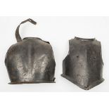 A Cromwellian-style steel breastplate and backplate: together with another breastplate and