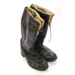 A pair of WWII RAF black leather flying boots:, style ASU669, size 10.