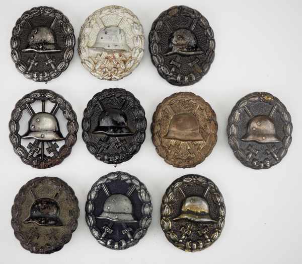 1.1.) Kaiserreich (bis 1933) Sammlung von 10 Verwundetenabzeichen, 1918, der Armee.Diverse