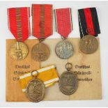 1.2.) Deutsches Reich (1933-45) Lot von 6 Auszeichnungen, in Tüte.1.) Medaille zur Erinnerung an den