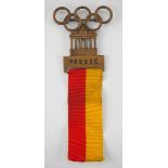1.2.) Deutsches Reich (1933-45) Olympiade 1936: Abzeichen für akkreditierte Pressemitglieder.Bronze,
