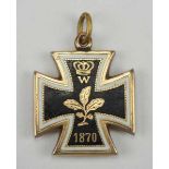 1.1.) Kaiserreich (bis 1933) Preussen: Patriotisches Eisernes Kreuz 1870.Anhänger in Gold,