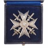 1.2.) Deutsches Reich (1933-45) Spanienkreuz, in Silber, mit Schwertern, im Etui - CEJ.Silber,