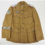 4.1.) Uniformen / Kopfbedeckungen Wehrmacht: Tropenfeldbluse eines Leutnant der Panzertruppe des