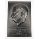 4.4.) Patriotisches / Reservistika / Dekoratives Adolf Hitler - Wandplakette.Geschwärzter Eisenguss,