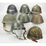4.1.) Uniformen / Kopfbedeckungen International: Sammlung von 8 Stahlhelmen.Diverse, je mit