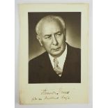 3.3.) Autographen Heuss, Theodor.(31.1.1884 - 12.12.1963). Von 1949 bis 1959 Erster Bundeskanzler