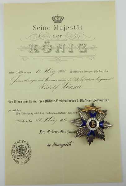 1.1.) Kaiserreich (bis 1933) Bayern: Militär-Verdienst-Orden, Stern zur 2. Klasse, mit Schwertern