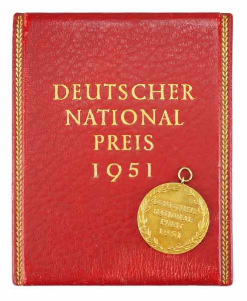 1.3.) Bundesrepublik Deutschland und DDR DDR: Deutscher National Preis, 1951, im Etui.Gold, 750