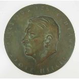 4.4.) Patriotisches / Reservistika / Dekoratives Kühnel, F. - Bronze Plakette Adolf Hitler.Bronze,