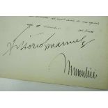 3.3.) Autographen Mussolini, Benito.(1883-1945). Führer des Faschismus, von 1922 bis 1943