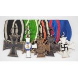 1.1.) Kaiserreich (bis 1933) Sachsen: Große Ordenschnalle mit 5 Auszeichnungen eines