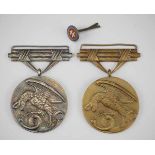 2.1.) Europa Slowakei: Medaille für Heldenhafte-Leistungen, 2. und 3. Klasse.Versilbert bzw.