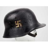 4.1.) Uniformen / Kopfbedeckungen Polizei: Stahlhelm M17 Doppel-Emblem.Schwarz lackierte Glocke