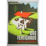 7.1.) Historica Plakat Das Fertighaus - Stuttgart Zuffenhausen.Fertighaus Modell in
