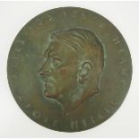 4.4.) Patriotisches / Reservistika / Dekoratives Kühnel, F. - Bronze Plakette Adolf Hitler.Bronze,