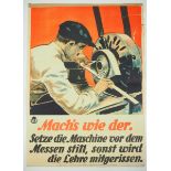 7.1.) Historica Arbeitsschutz Plakat - Machs wie der.Machs wie der. Setze die Maschine vor dem