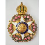 2.2.) Welt Brasilien: Kaiserlicher Rosen-Orden, Großkreuz Stern.Gold, teilweise emailliert,