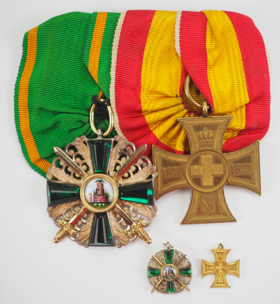1.1.) Kaiserreich (bis 1933) Baden: Nachlass eines Offiziers mit 2 Auszeichnungen.Ordenschnalle mit: