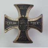 2.1.) Europa Lettland: Abzeichen des 1. Kavallerie-Regiment Miniatur.Silber, mehrfach gepunzt, an