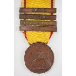 1.1.) Kaiserreich (bis 1933) Baden: Feldzugsmedaille mit 4 Gefechtsspangen.Bronze, am Bande, mit den