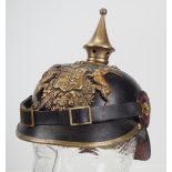 4.1.) Uniformen / Kopfbedeckungen Württemberg: Pickelhaube für Mannschaften.Lederkorpus, runder