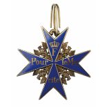 1.1.) Kaiserreich (bis 1933) Preussen: Orden Pour le Mérite, für Militärverdienste - Godet.Silber