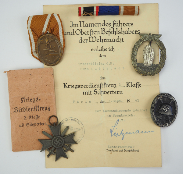 1.2.) Deutsches Reich (1933-45) Nachlass eines Unteroffiziers d.R.1.) Kriegsverdienstkreuz, 2.