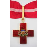 2.1.) Europa Lettland: Orden des Roten Kreuzes, 1. Klasse.Silber vergoldet, teilweise emailliert,