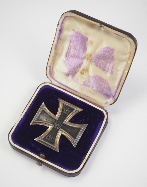 1.1.) Kaiserreich (bis 1933) Preussen: Eisernes Kreuz, 1914, 1. Klasse, im Etui - WS.Geschwärzter