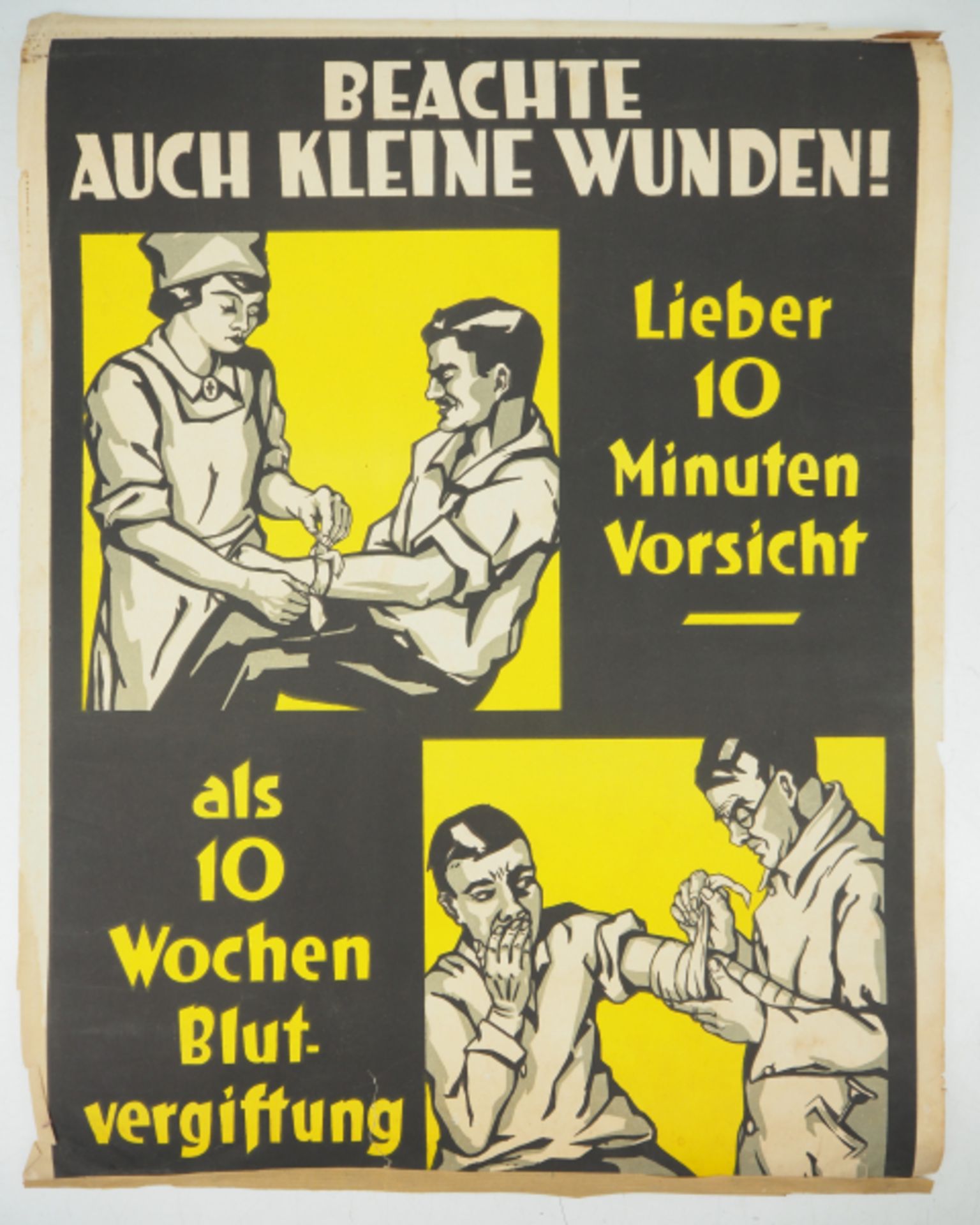 7.1.) Historica Arbeitsschutz Plakat - Beachte auch kleine Wunden.Beachte auch kleine Wunden. Lieber