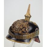 4.1.) Uniformen / Kopfbedeckungen Bayern: Pickelhaube für Offiziere.Lederkoprus, eckiger