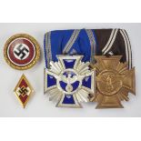 1.2.) Deutsches Reich (1933-45) Nachlass eines NSDAP Parteimitglieds.Ordenschnalle mit: 1.) NSDAP