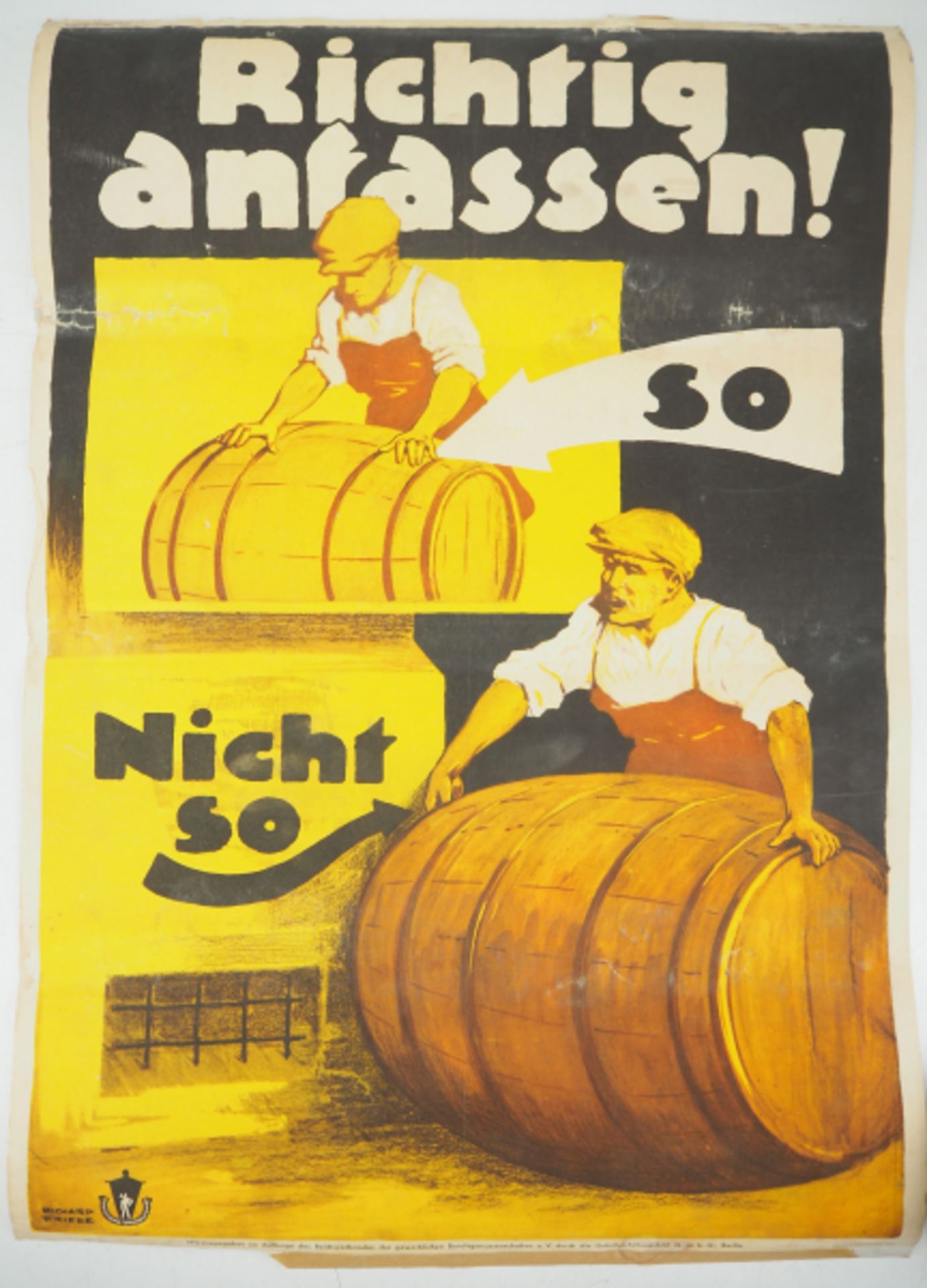 7.1.) Historica Arbeitsschutz Plakat - Richtig anfassen!Richtig anfassen! so / Nicht so.