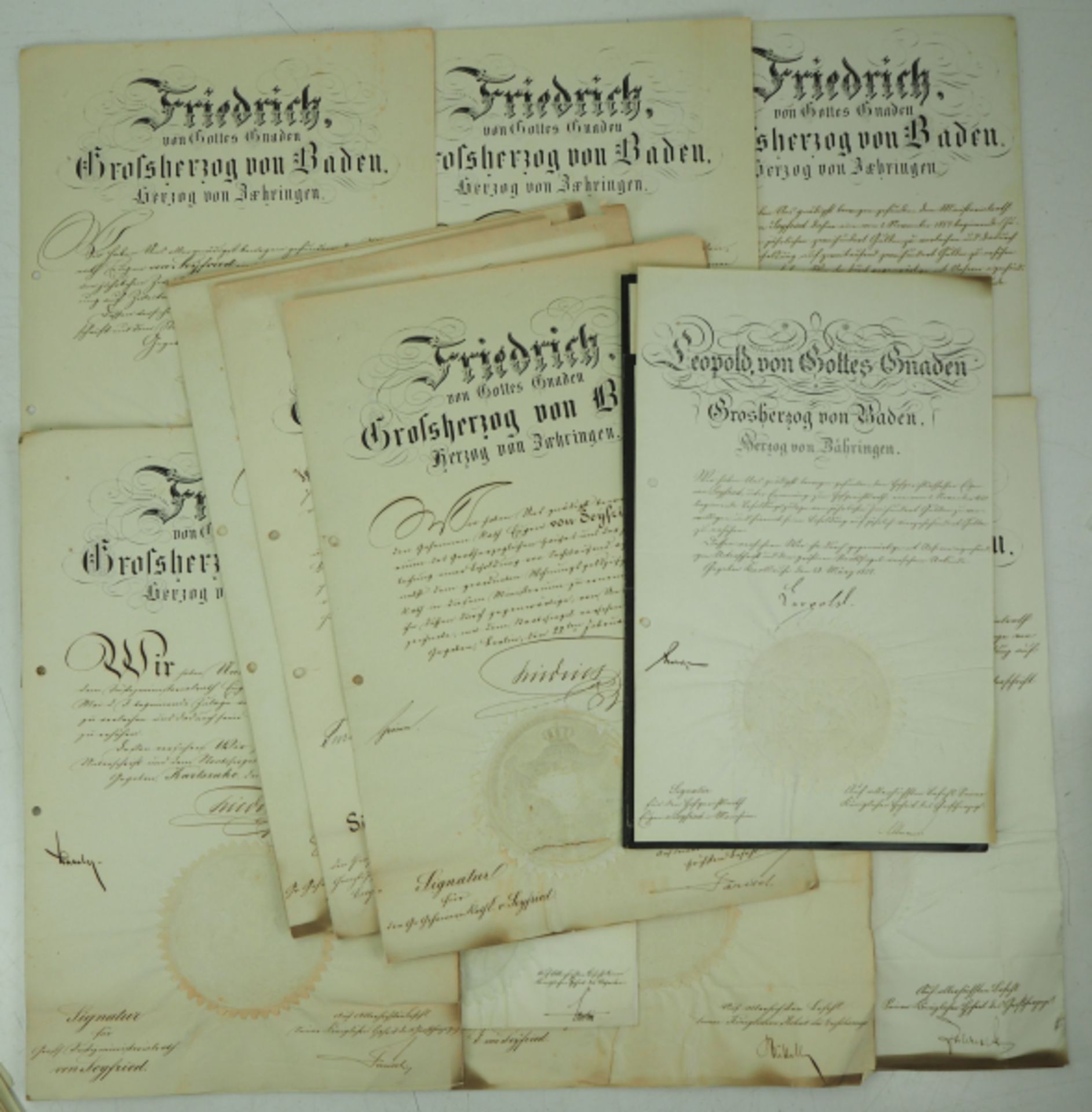 3.1.) Urkunden / Dokumente Baden: Dokumentennachlass des Präsidenten der 1. Kammer der Landstände,