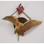 2.1.) Europa Lettland: Abzeichen der Militärischen Flieger-Division, Reduktion.Silber vergoldet,
