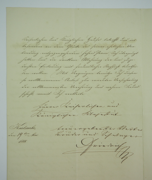 3.3.) Autographen Friedrich I. (Baden).(1826-1907). Großherzog von Baden, Schreiben an Kaiser